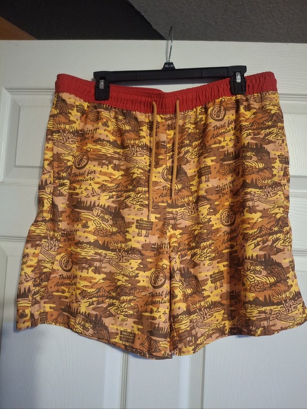 Shiner Bock Orange Adventure Print Men's  Drawstring Shorts